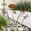 Flower Pot Inserts Rusty Silhouette Garden Stake, Rustic Insert for Patio, Vintage Iron Art Bird Bee Butterfly And Ladybug Design Metal Outdoor
