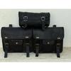 Leather Motorcycle Saddle Bag Two Black Leather 2 Side Pouch & 1 Pouch Panniers (3 BAG)