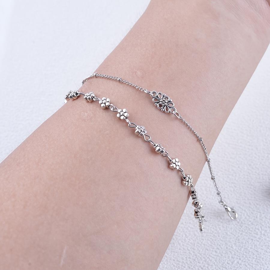 Bohemian Retro-style Zinc Alloy Multi-layer Flower Anklet for Women, Fashionable Jewelry Suitable for Vacation and Gift Giving