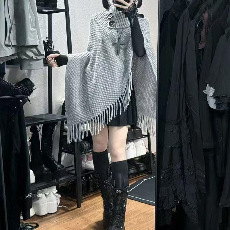 Streamer Style Fringe Knit Shawl: Spring-Autumn Design, Personalized Cape Top, Warm Fringe Outer Layer