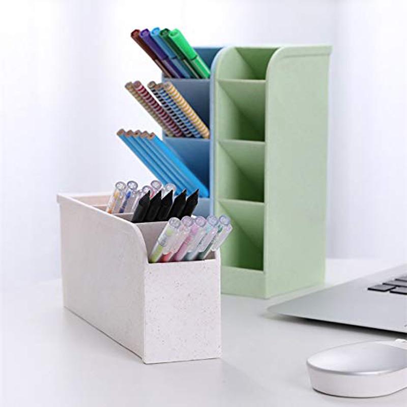 Office Shelves Wheat Straw Four Compartments Multifunctional Storage Box Kitchen Desk Pen Holder