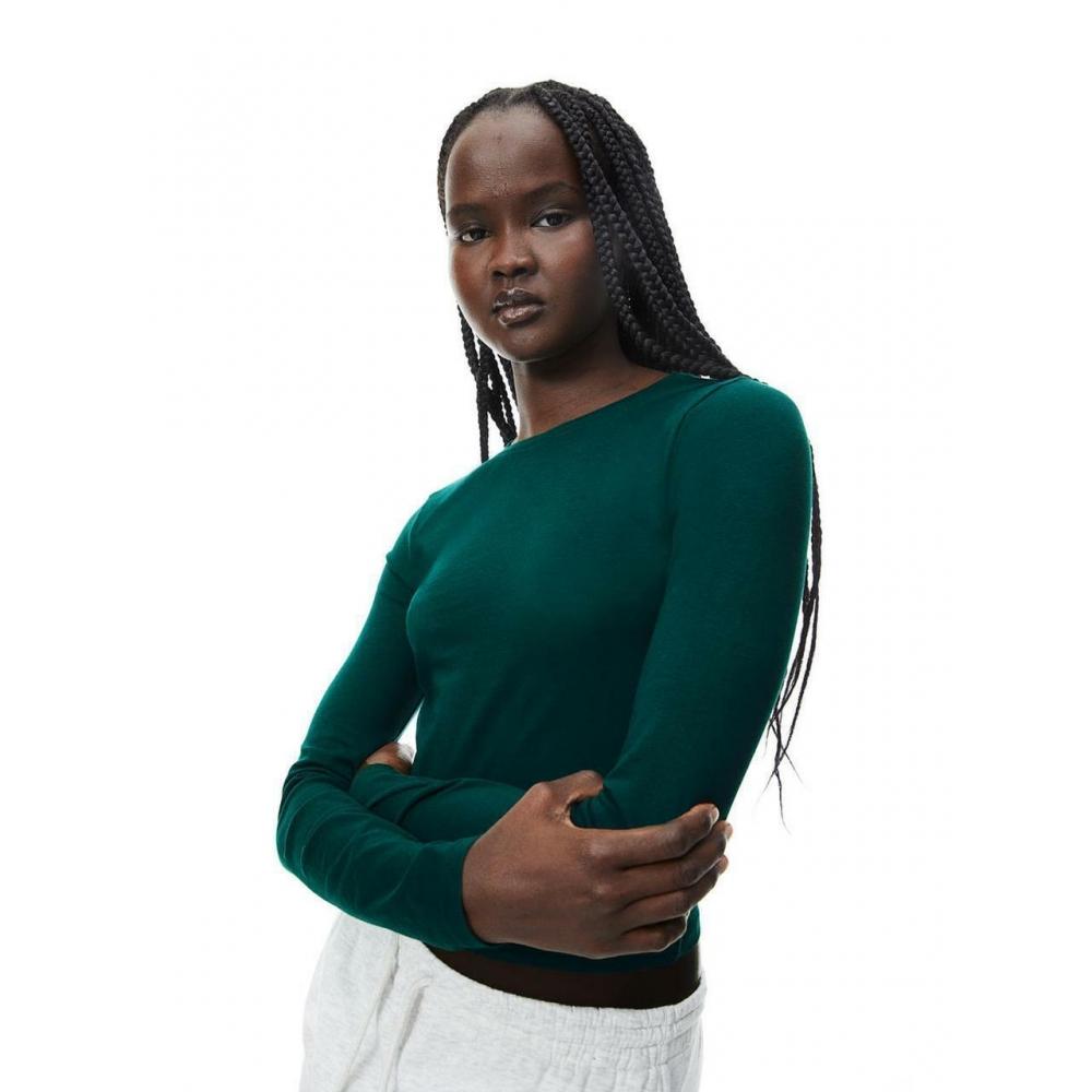 

H&M Короткий трикотажный топ темно-зеленый 0994083017