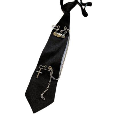 Overhemd Stropdas Vrouwelijk Cool Harajuku Stijl Smalle Stropdas Metalen Ketting Student Preppy Stropdas