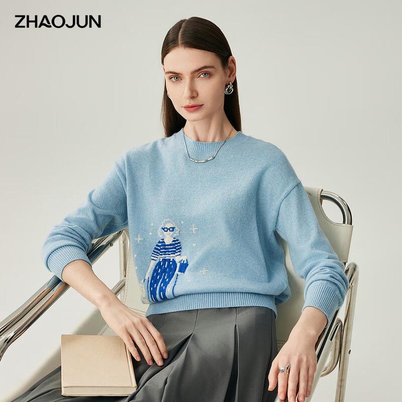 

Zhaojun Women s 2025 A/W 100% Cashmere Round Neck Sweater L