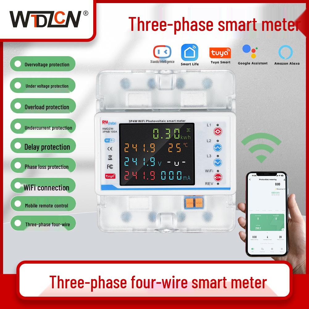 Graffiti WiFi Smart 3-Phase 4P Circuit Breaker with Color Screen and Remote Control (No Leakage Protection)