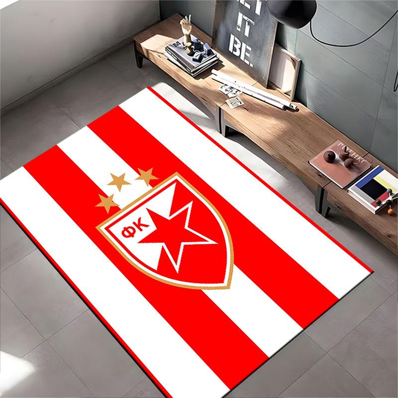 Red and White Striped Star Carpet suitable as a non-slip mat for the living room or bedroom sofa