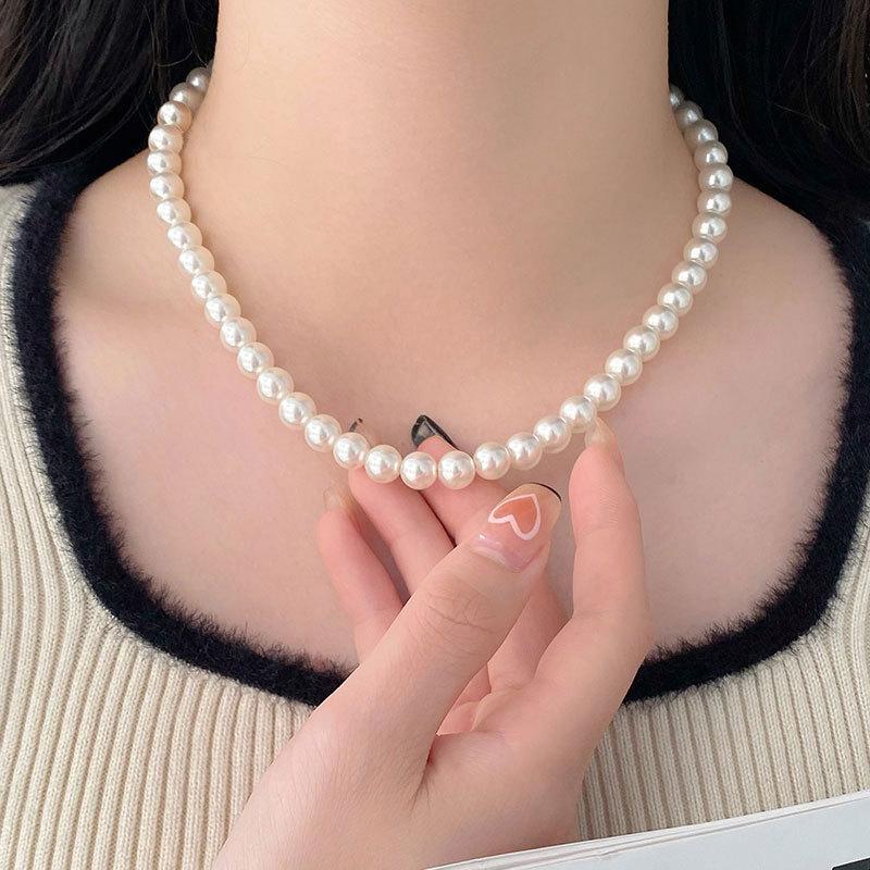 French Elegant Retro Pearl Necklace, Light Luxury, High-end Temperament, Collarbone Chain, Multiple Sizes for Women