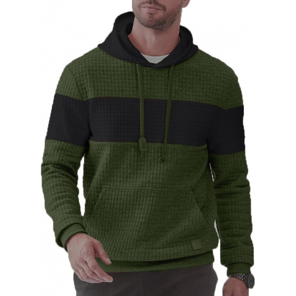 Men's Casual Sweatshirts Long Sleeve Drawstring Color Block Pullover Graphic Hoodies With Pockets