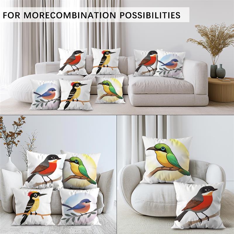 1 Pc Bird Pillow Cover For Home Living Room Bedroom Sofa Office Decorative Pillowcase Soft Throw Pillows 45*45 Cm
