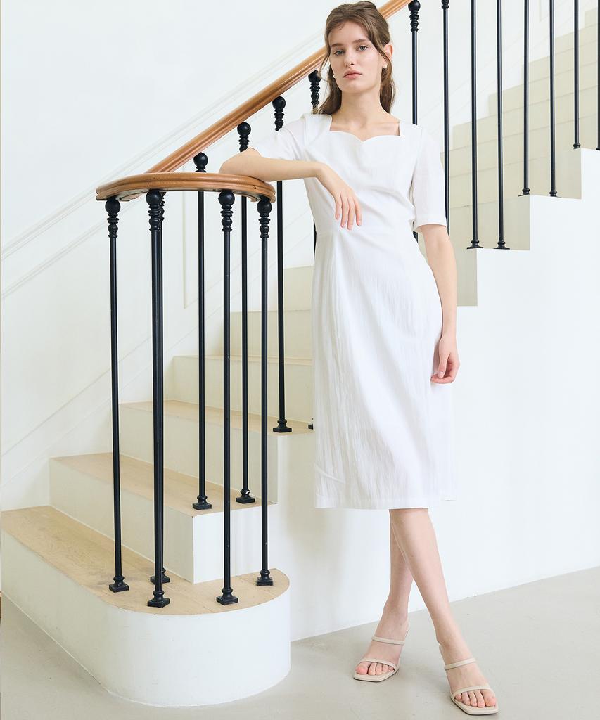 Paul And Alice Heart Neck Dress / White