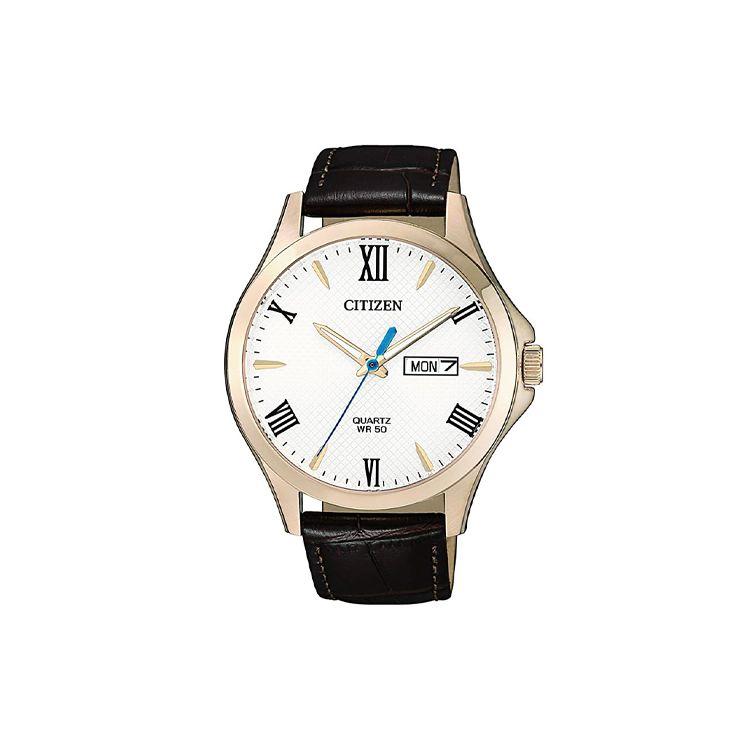 Citizen Minimalist Casual Quartz Watch Leather Strap Quartz Movement Leather Band Men watches White BF2023-01A Black Strap