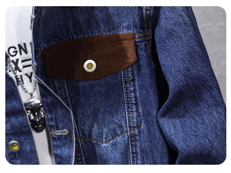 2024 Autumn/Winter Men's Corduroy Patchwork Denim Jacket - Trendy, Loose-Fit American Streetwear Style