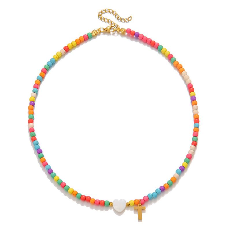 2026 New Colorful Beaded Initial Letter Necklaces for Girls Women Handmade Beads Choker Bohemian Necklace Jewelry Gift Wholesale