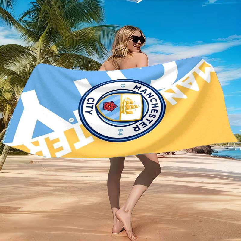 City Football Club Printed Microfiber Beach Towel, Soft And Absorbent, Quick-Dry, Ideal for Summer Travel, Beach Essential, Swimming Pool