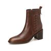 Fashion 2024 NEW Autumn Women Boots Genuine Leather Shoes for Women Round Toe Chunky Heel Zipper Modern Boots Handmade Short Boots