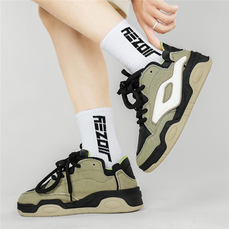 Fashion Harajuku Style Fashion Blue Platform Sneakers for Men Comfortable Flat Sneakers Casual Men Lace-up Hip-hop Sneakers Basket Homme