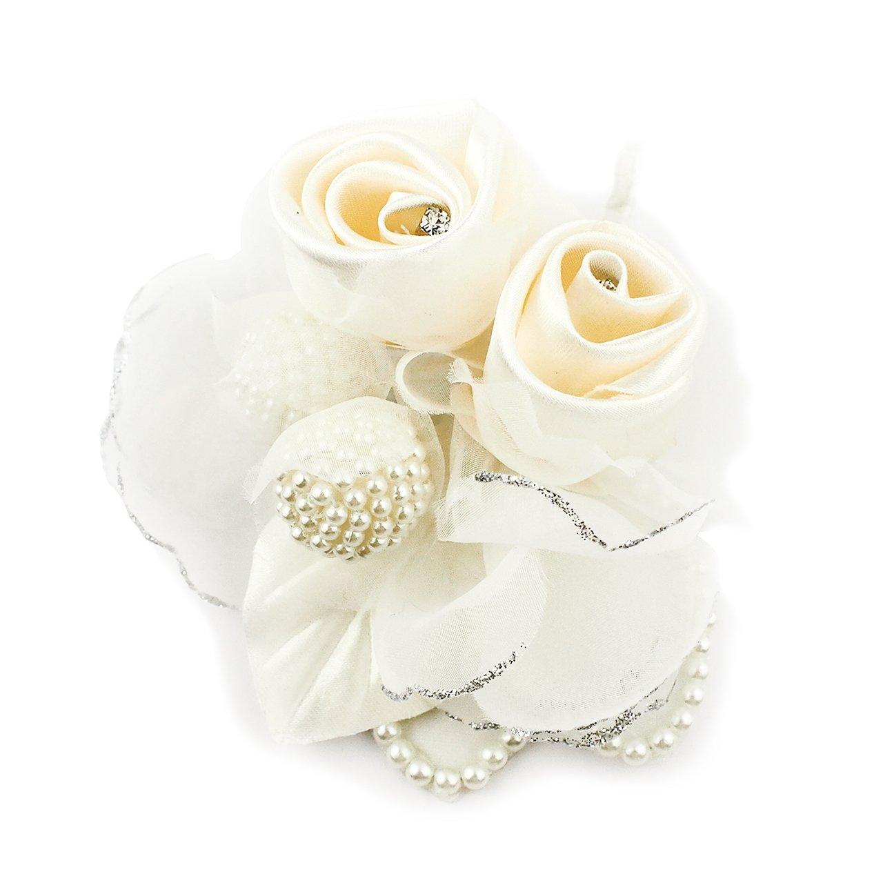 

Soft Pearl Ball Corsage Brooch Pin with Clip Formal Entrance Ceremony Graduation Ceremony Wedding Special Occasion [Crane s Collection] (White) білий
