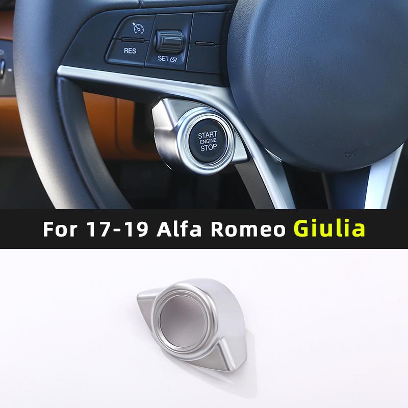 Pour 17-19 Alfa Romeo Giulia/Stelvio volant cadre en V Boîte de démarrage une touche Autocollant de décoration bouton de volant ABS