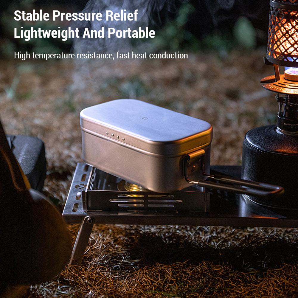 Camping Lunch Box Folding Handle Aluminum Camping Bento Container Camping Picnic Cookware 650ml