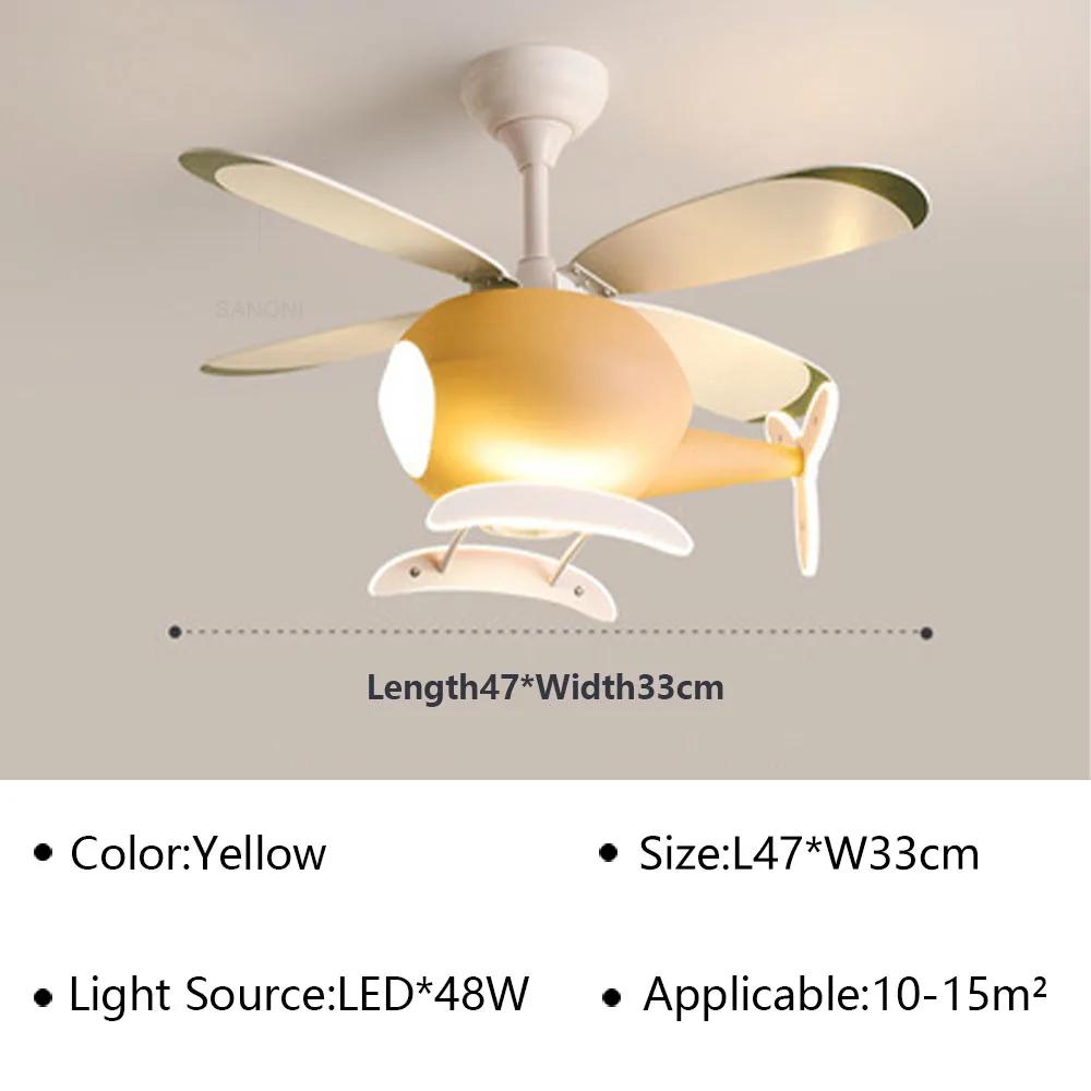 Cartoon LED Ceiling Lamp Helicopter Fan Chandelier for Children's Room Living Room Bedroom Indoor Lighting Fixture Luster