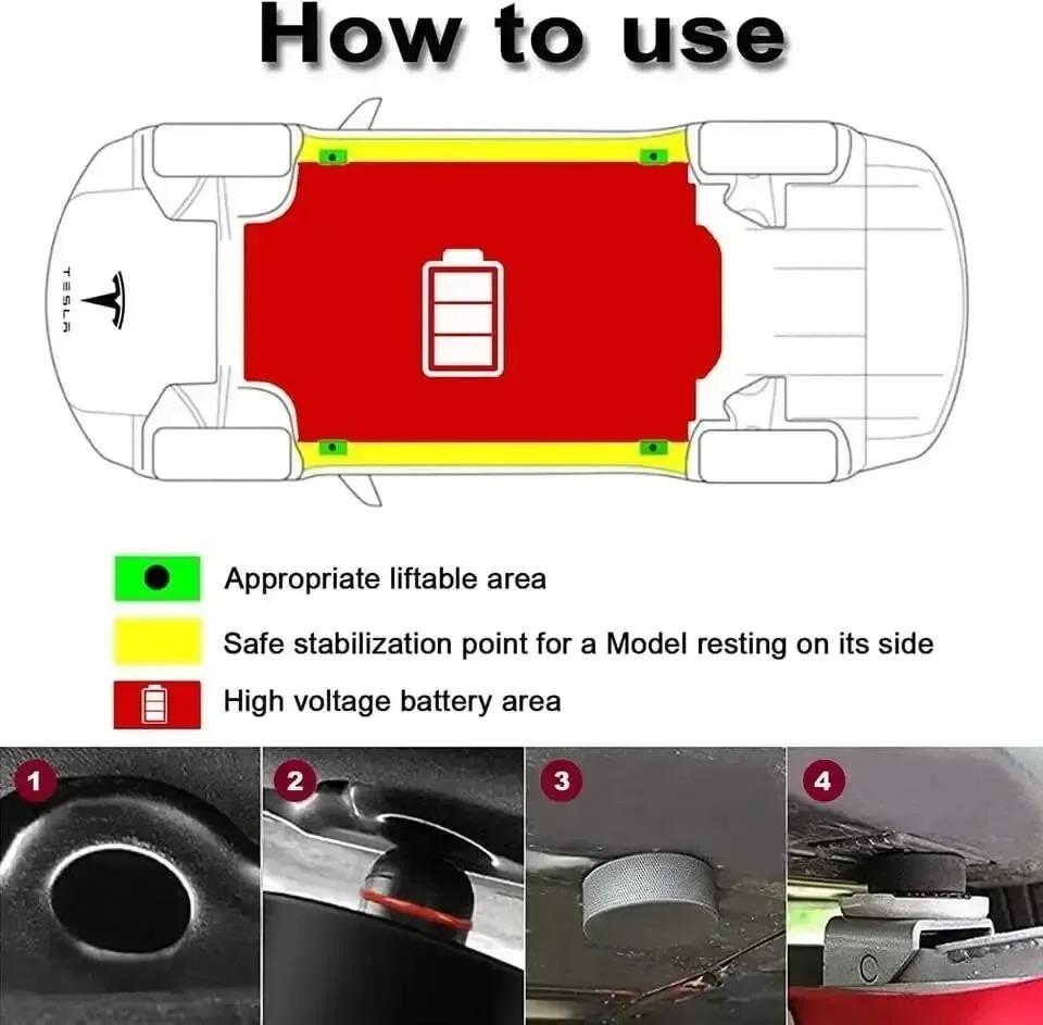 Silicone Lifting Jack Pad for Tesla Model 3/S/X/Y 4 Pucks with Storage Case for Tesla Vehicles RepairTools 2013-2024 Accessories
