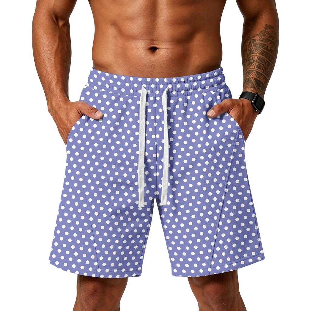 Men's Loose Fit Polka Dot Athletic Shorts with Pockets Elastic Waistband Drawstring for Training Gym Beach Casual Wear