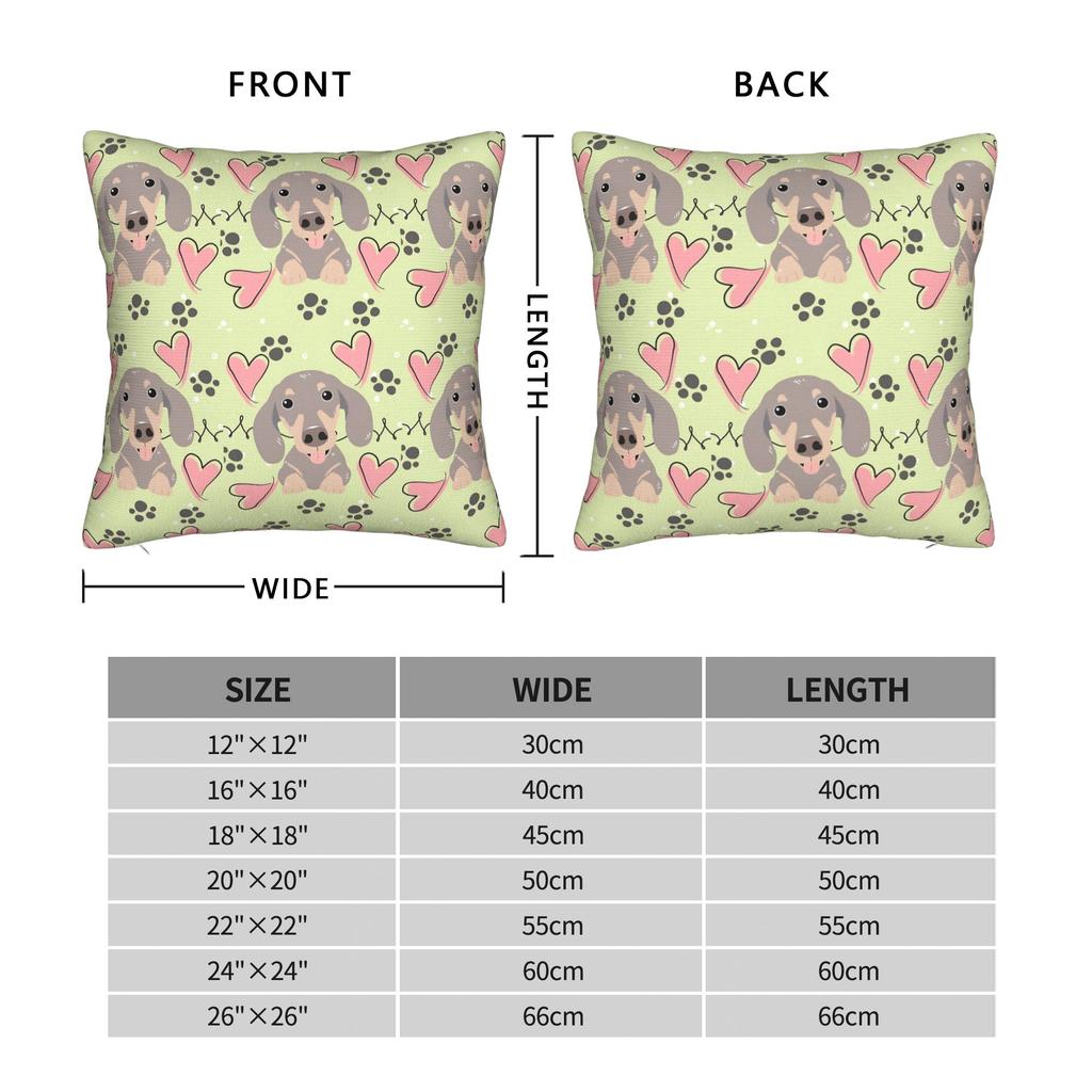 Pillow Cover Love Dachshund Sausage Dog  Novelty Pillow Case For Living Room Chair Pillowcases