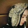 Rhinestone Chiffon Hijab: Sun Protection Travel Head Wrap with Plum Blossom Design