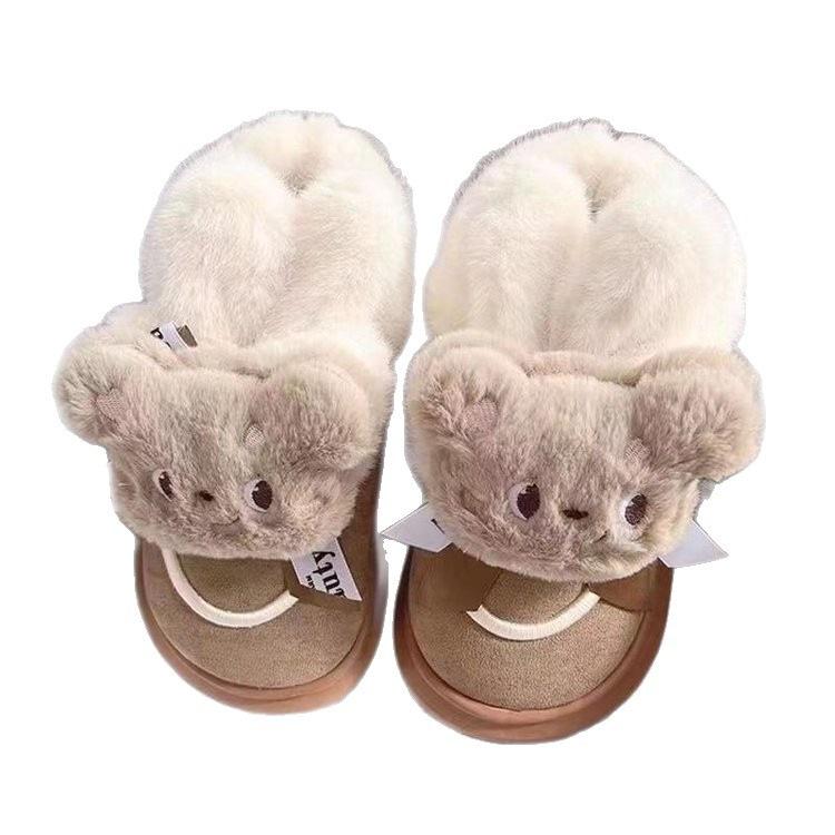 Cute bear velvet warm snow boots winter new wear plush cotton shoes