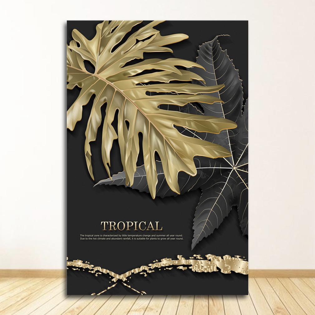 Nordic Canvas Painting Wall Art Tropical Leaves Posters and Prints for Living Room Decor Gold Plant Picture Home Decor Wholesale