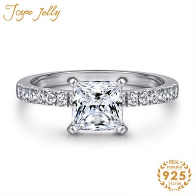Certified Princess Moissanite Engagement Ring 1.2ct Colorless VVS Diamond Bridal Proposal Rings Sterling Silver Weddig Band