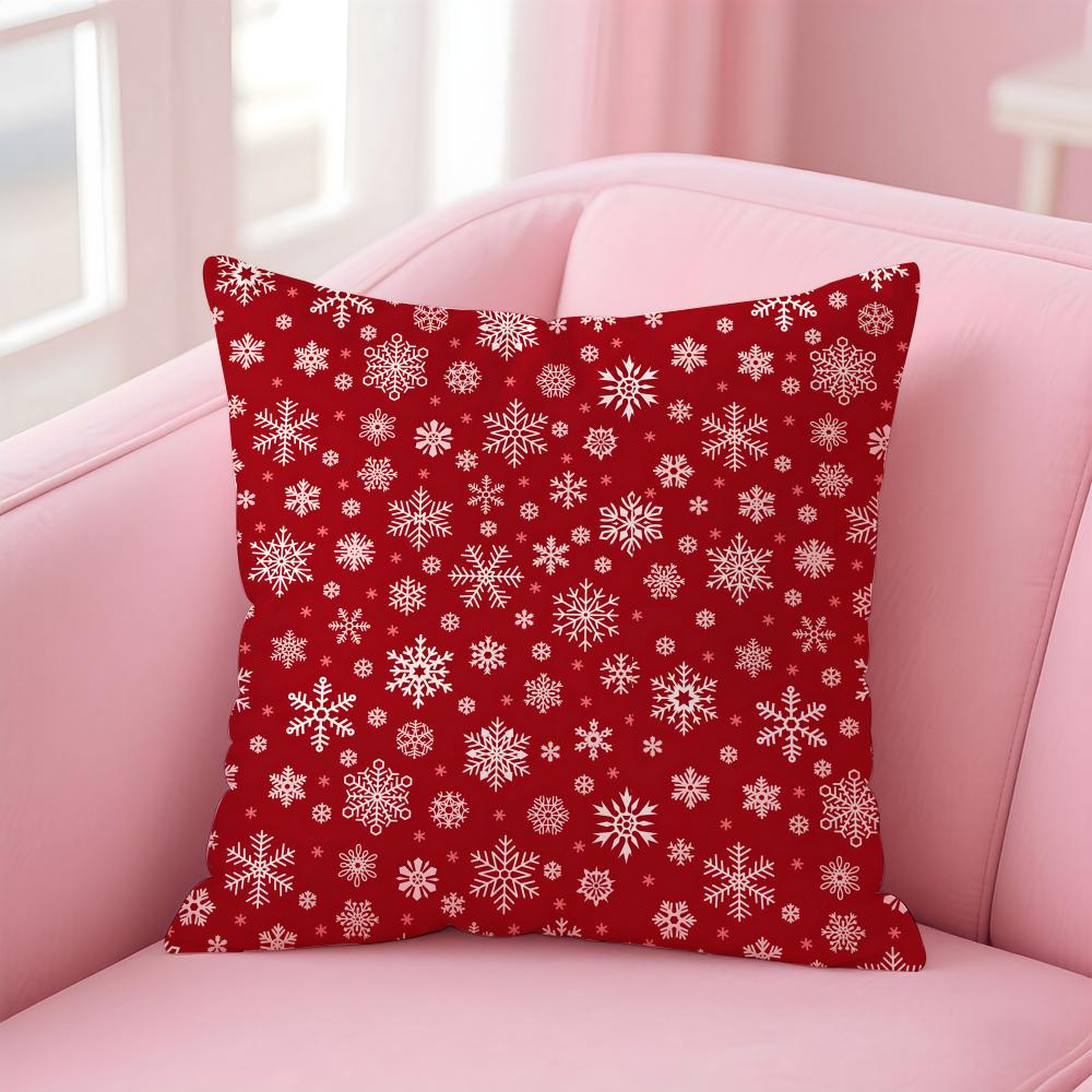 Cchristmas Illustration Cushion Cover Pillowcase Short Plush Invisible Zipper Room Sofa Cushion Cover