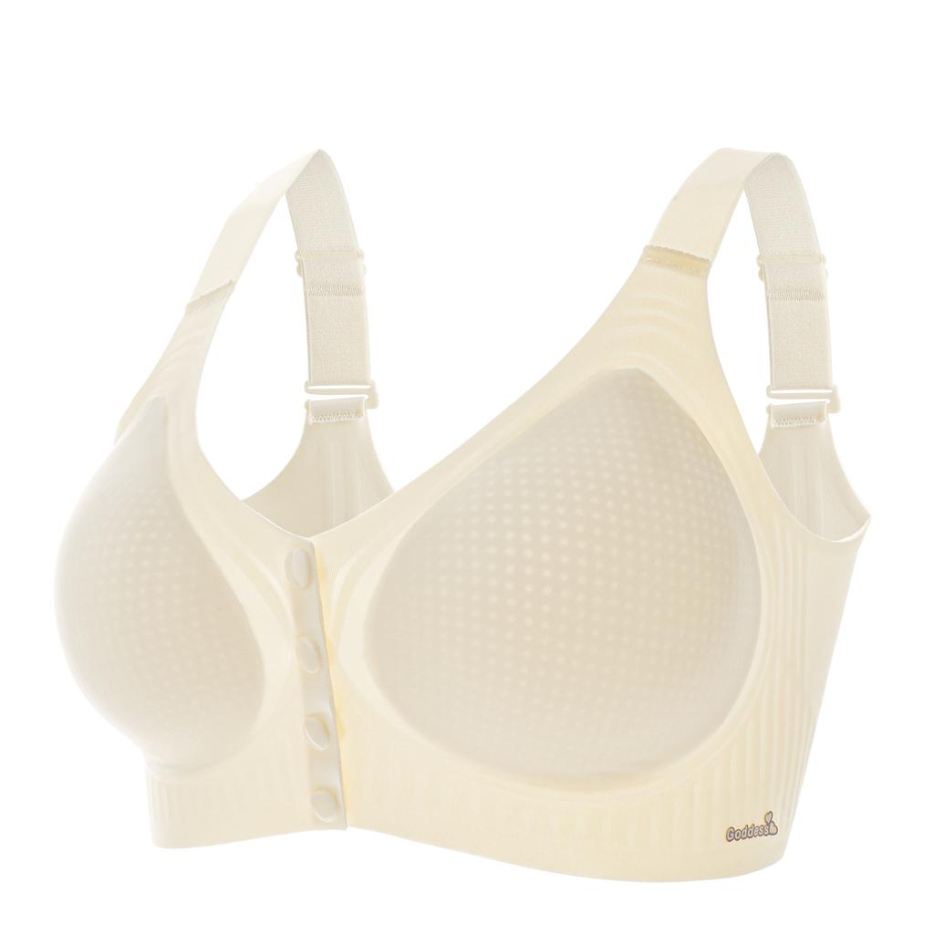 Front-buttoned Bra Women's Fixed Cup Underwear Women's Seamless Bra No Underwire Breast Retraction One-piece Breathable Bra Push Up Bra