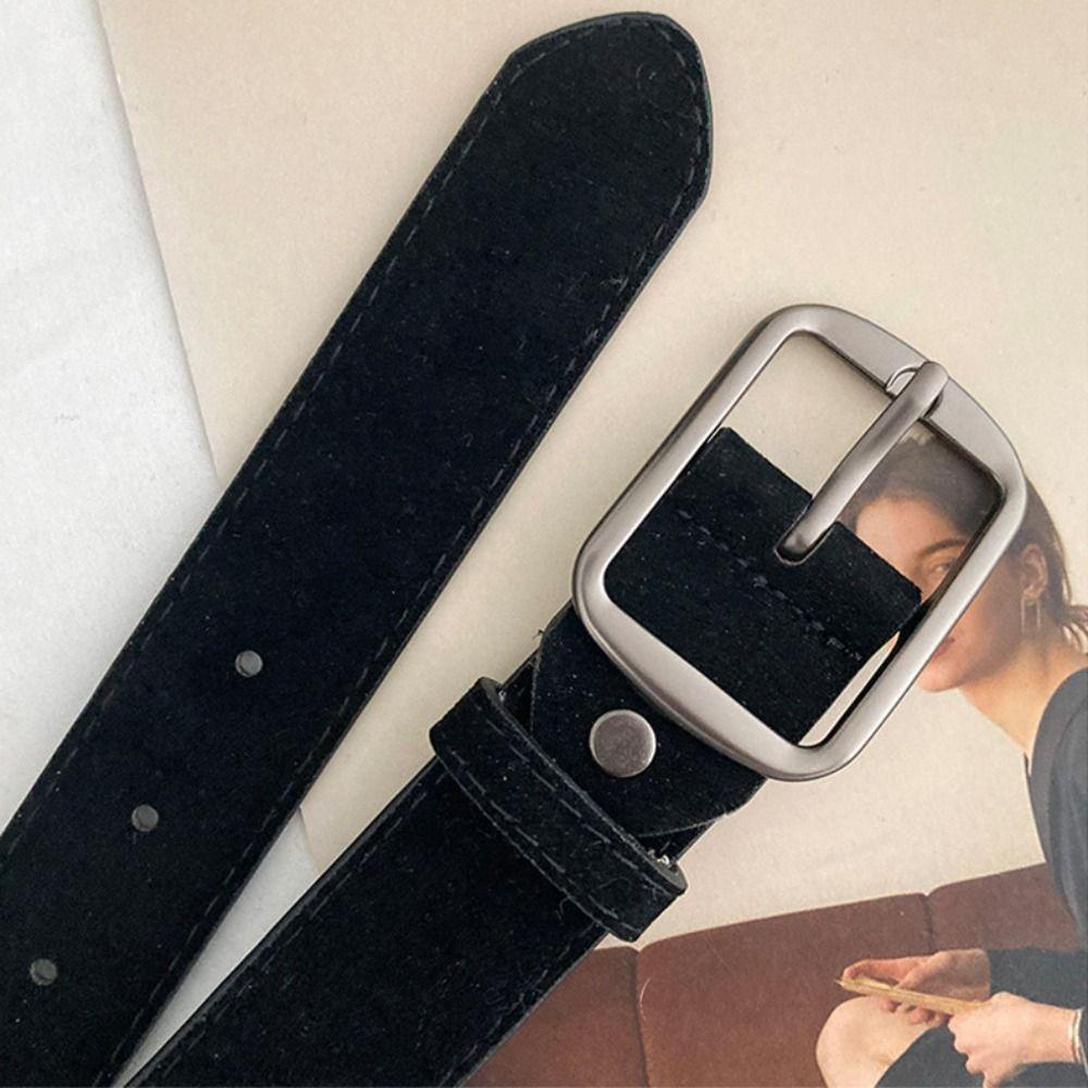 Frosted Suede Leather Belt Vintage Pin Buckle Waistband Fashion Women Waist Belt  Jeans Decoration