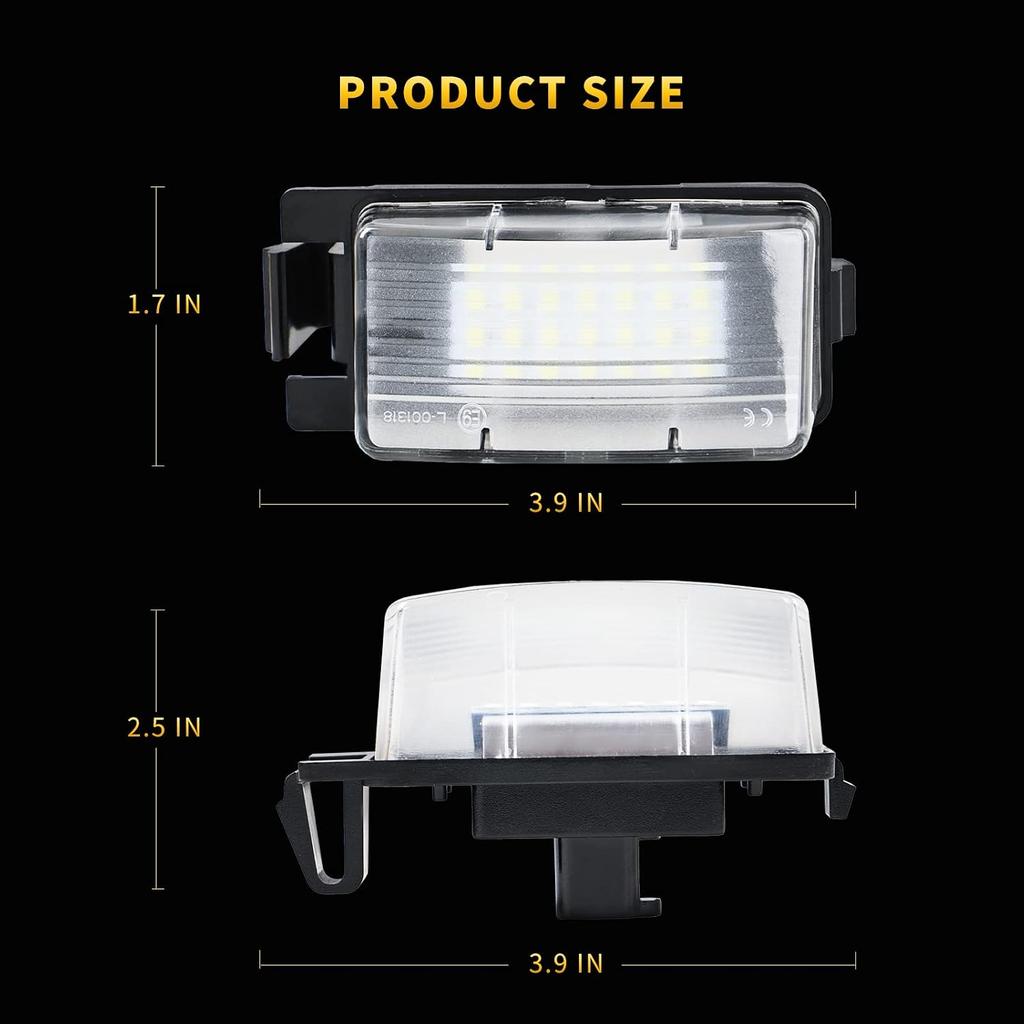 LED License Plate Light For N'issan 350Z 370Z GT-R Versa Cube Leaf & I'nfiniti G25 G35 G37 Q40 Q60 Tag Lamp Assembly, 6000K White 2PCS