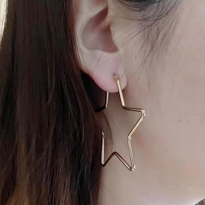 Three-Piece Large Stainless Steel Star Wire Earrings Set