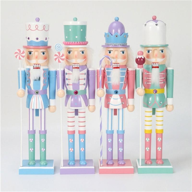 Dekorative Weihnachts-Süßigkeiten-Nussknacker-Soldaten-Ornament 25cm Holzmodell Zubehör für Zuhause Bar Bücherregal Partydekoration
