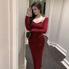 One-shoulder Celebrity Suspender Dress for Women In Spring and Autumn Pure Sexy Hip-packing Mother Long Skirt Showing Off Her Figure and Inner Skirt