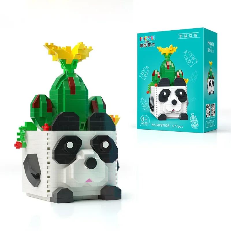 Micro particle building blocks decoration pieces succulent potted flower toys puzzle tide play
