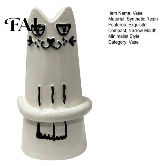 Decorative Dried Flower Container Creative Cat Shaped Vase, Minimalist Cartoon Kitten Tabletop Planter for Narrow Mouth Bud Vase Fresh Flowers,