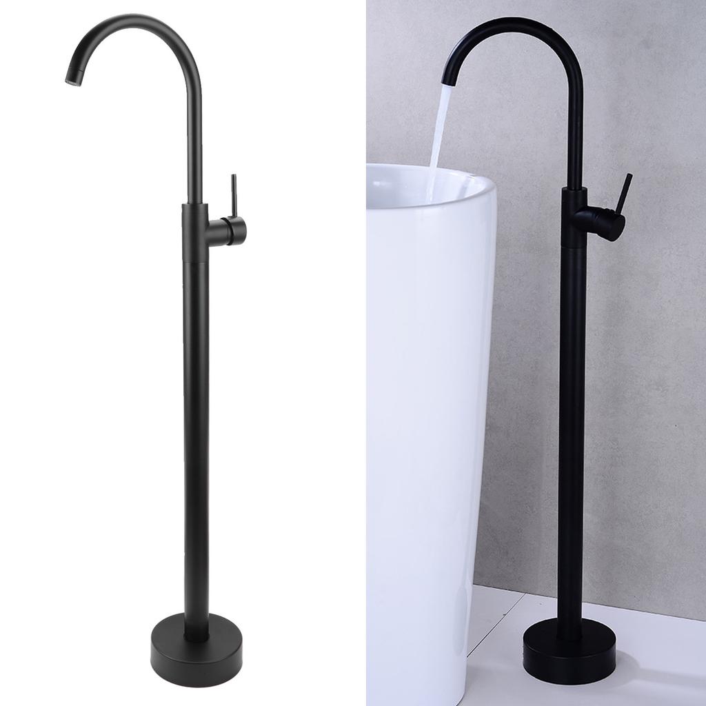 Freestanding Bathtub Faucet European Style Brass Stainless Steel Without Hole Floor Stand Tap for Column Type Basin