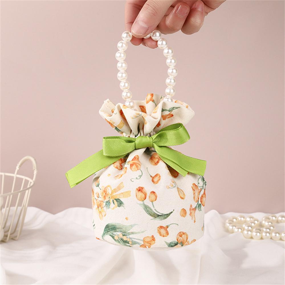 New Wedding Candy Bag Portable Canvas Gift Bag Party Wedding Goodie Packing Box Simple Red Green Handheld Gift Storage Bags