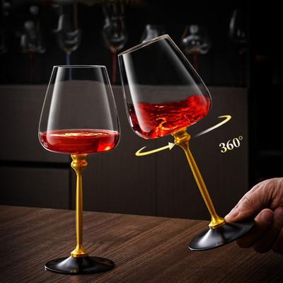 Unique Clear Rotating Glass Wine Glasses Ergonomic Holder 500ml Crystal Goblet Thickened Base Wine Decanter Glass Cup Whiskey