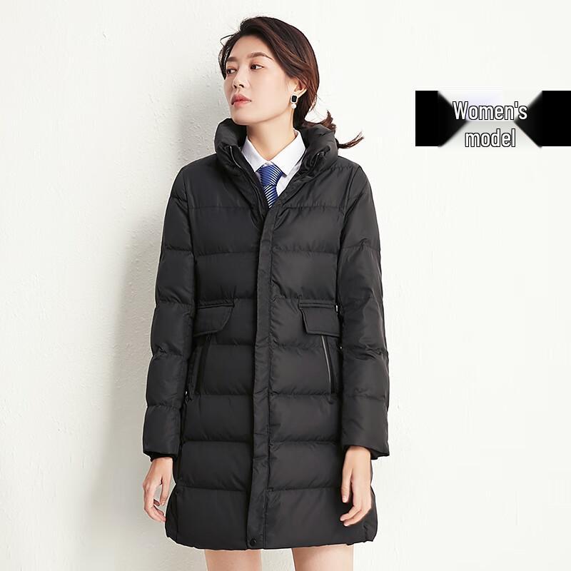 KawaiDun Unisex Mid-length Black Down Work Coat