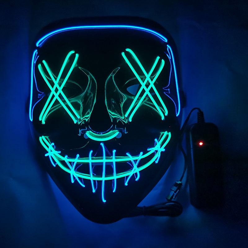 Black Ghost LED Sound-Control Mask - Luminous V Shape Halloween Prop