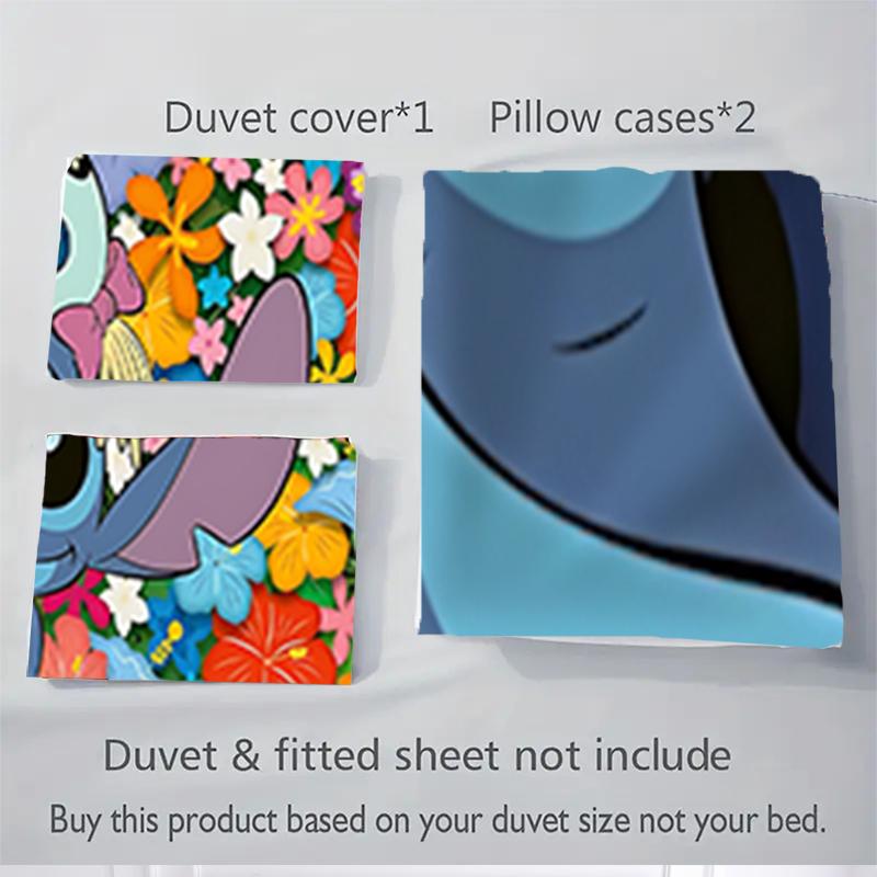 3Pcs Stitch Floral Paradise Bedding Sets For All Sizes New 3D Printed Bed Cover Comforter Duvet Cover Pillowcase Bedroom Decoration