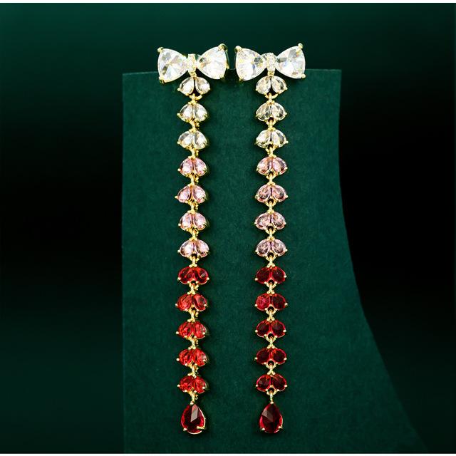 Tie Tassel Dangle Earrings Shining Cubic Zirconia Statement Earings Birthday Gifts Women Fashion Jewelry