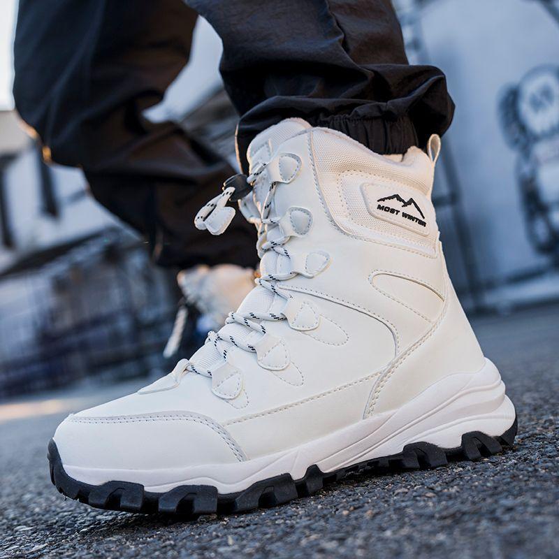 Men's and Women's Large Size Soft Sole Winter Warm Fur Snow Boots Padded Lined Ankle Boots Non-slip Hiking Casual Sports Cotton Boots Martin Boots