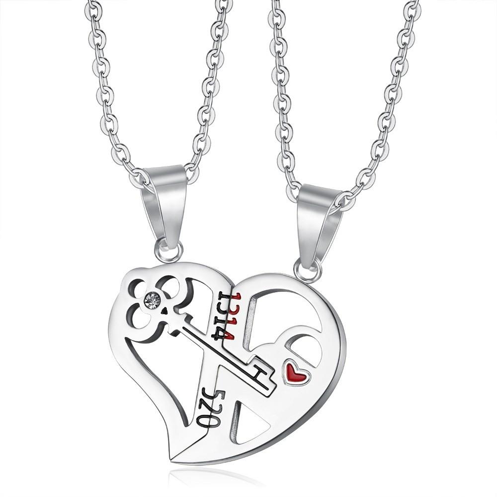 

Personalized Design Pendant Necklace Titanium Steel Heart Shape Necklace Couple Accessories срібний