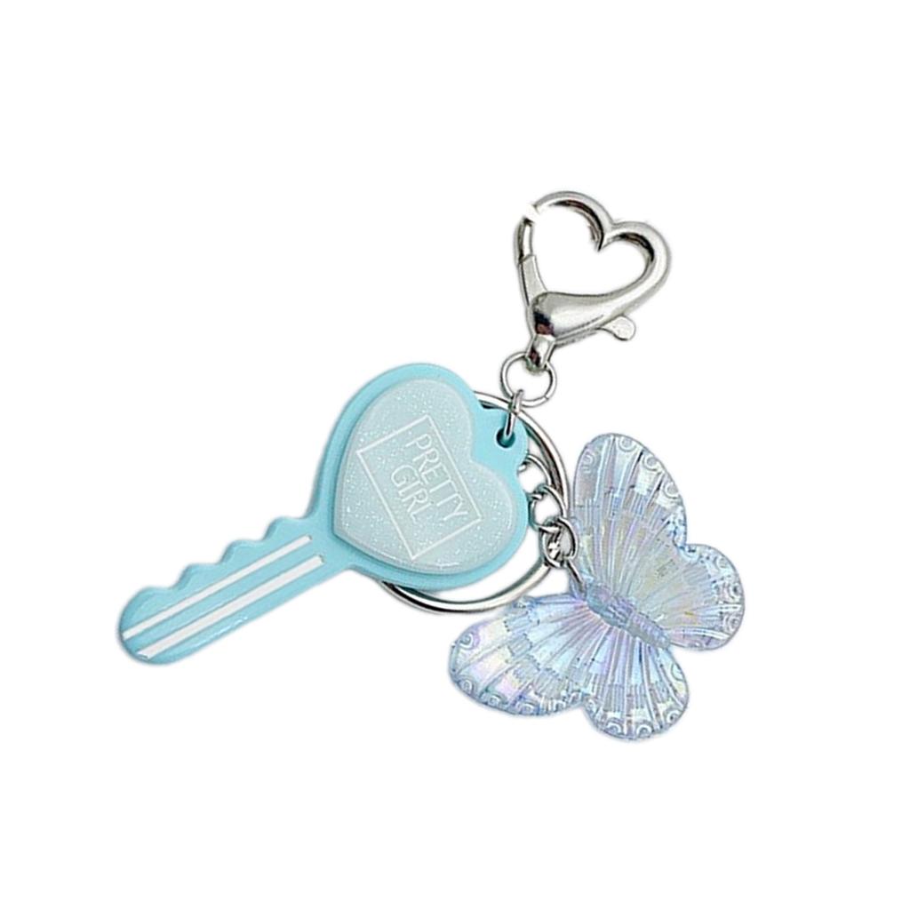 Colorful Resin Keychain Candy Colored Heart Key Butterfly Keyring Phone Charm Jewelry for Fashionable Individuals